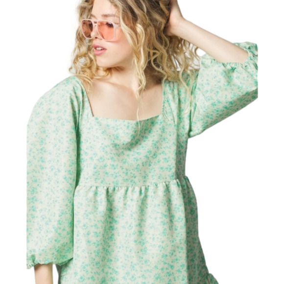 Levi's Women's Dolci Baby Doll Dress Green and White Floral Plus Size XXL NEW!! - Picture 4 of 11